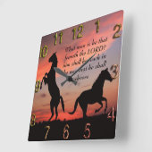 Zwart stallonsilhouet vierkante klok (Hoek)