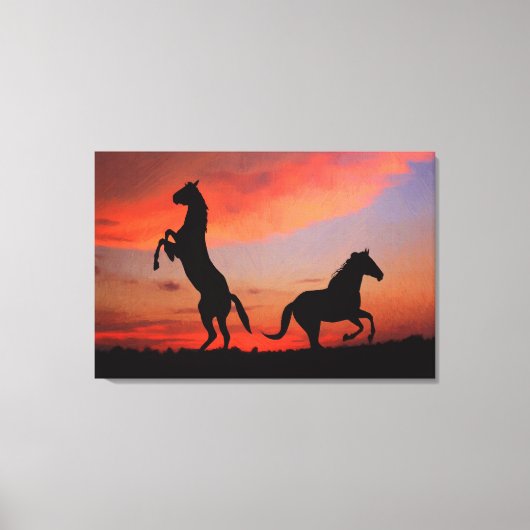 Zwart stallonsilhouette olie schilderend afdrukken (Voorkant)