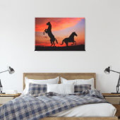 Zwart stallonsilhouette olie schilderend afdrukken (Insitu (Slaapkamer))