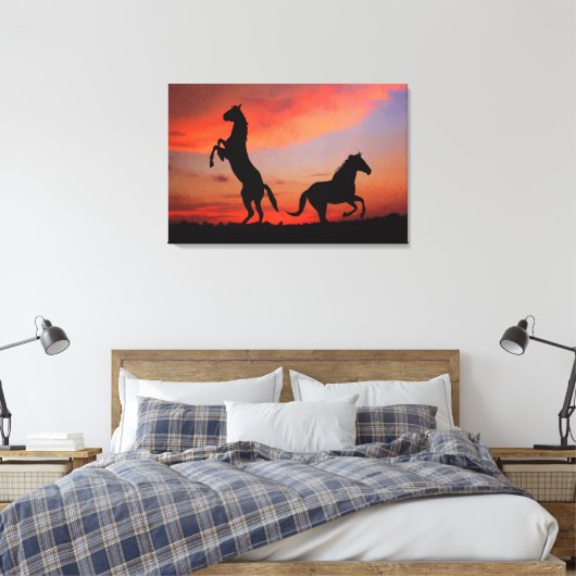 Zwart stallonsilhouette olie schilderend afdrukken (Insitu (Slaapkamer))