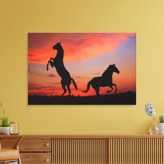 Zwart stallonsilhouette olie schilderend afdrukken (Insitu (Woonkamer))