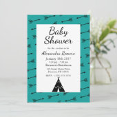 Zwart stamkruid en teePee-Baby shower Kaart (Staand voorkant)