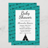 Zwart stamkruid en teePee-Baby shower Kaart (Voorkant / Achterkant)