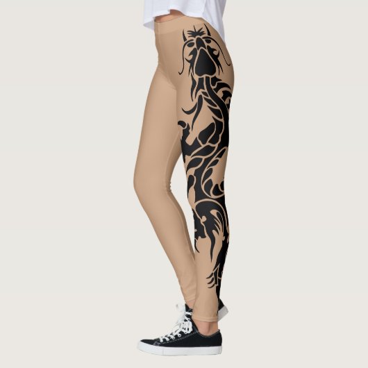 Zwart stammendraak Tattoo in huidkleur Leggings (Links)