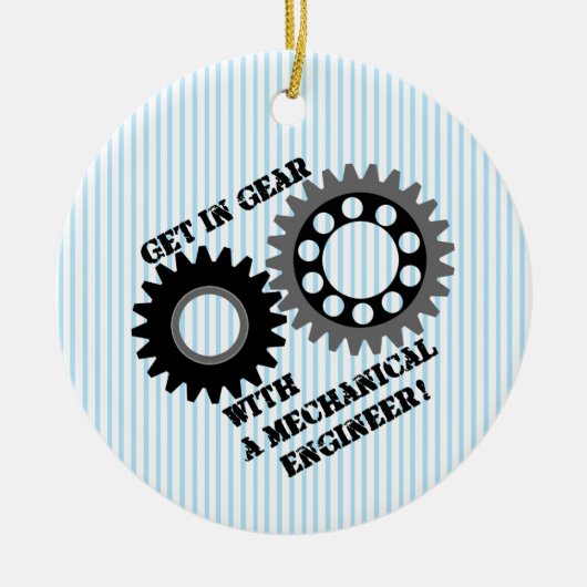 Zwart Stap in Versnelling Keramisch Ornament (Voorkant)