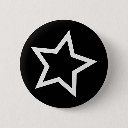 Zwart Star Bold White overzicht Ronde Button 5,7 Cm (Voorkant)