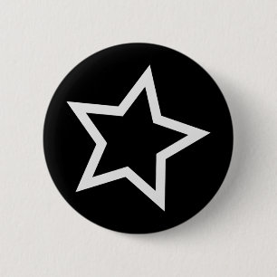 Zwart Star Bold White overzicht Ronde Button 5,7 Cm
