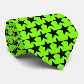 Zwart Star-patroon op Chartreuse Necktie Stropdas (Opgerold)