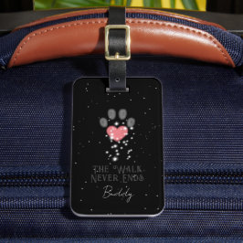Zwart Starlight Roze Hart Hond Paw Print Bagagelabel
