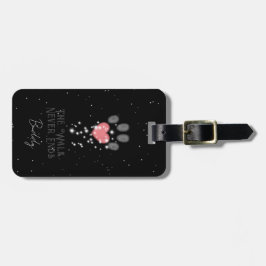Zwart Starlight Roze Hart Hond Paw Print Bagagelabel