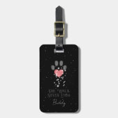 Zwart Starlight Roze Hart Hond Paw Print Bagagelabel (Voorkant verticaal)