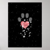 Zwart Starlight Roze Hart Hond Paw Print Pet Name (Voorkant)