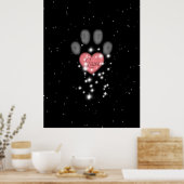 Zwart Starlight Roze Hart Hond Paw Print Pet Name (Keuken)