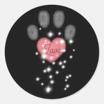 Zwart Starlight Roze Hart Hond Paw Print Pet Name