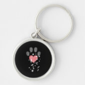 Zwart Starlight Roze Hart Hond Paw Print Sleutelhanger (Voorkant)