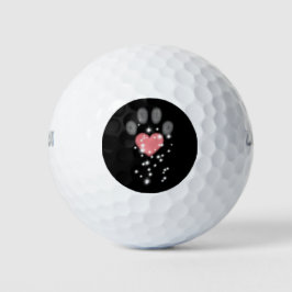 Zwart Starlight Roze Hart Poot Print Hond Golfballen