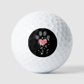 Zwart Starlight Roze Hart Poot Print Hond Golfballen (Voorkant)