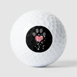 Zwart Starlight Roze Hart Poot Print Hond Golfballen