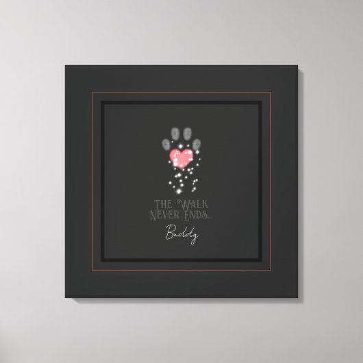 Zwart Starlight Roze Hart Poot Print Hond Memorial (Voorkant)
