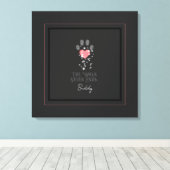 Zwart Starlight Roze Hart Poot Print Hond Memorial (Insitu (Houten vloer))