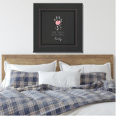 Zwart Starlight Roze Hart Poot Print Hond Memorial (Insitu (Slaapkamer))