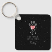 Zwart Starlight Roze Hart Poot Print Hond Memorial Sleutelhanger (Voorkant)
