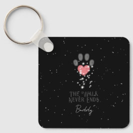 Zwart Starlight Roze Hart Poot Print Hond Memorial Sleutelhanger