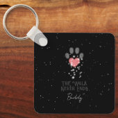 Zwart Starlight Roze Hart Poot Print Hond Memorial Sleutelhanger (Voorkant)