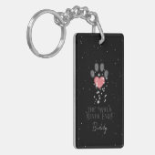 Zwart Starlight Roze Hart Poot Print Hond Memorial Sleutelhanger (Voorkant Links)