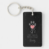 Zwart Starlight Roze Hart Poot Print Hond Memorial Sleutelhanger (Voorkant)
