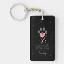 Zwart Starlight Roze Hart Poot Print Hond Memorial Sleutelhanger