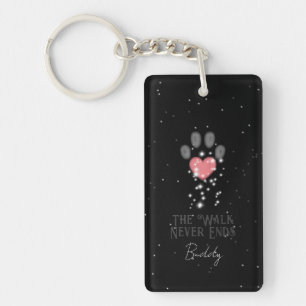 Zwart Starlight Roze Hart Poot Print Hond Memorial Sleutelhanger