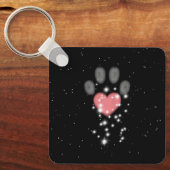 Zwart Starlight Roze Hart Poot Print Hond Memorial Sleutelhanger (Voorkant)