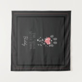 Zwart Starlight Roze Hart Poot Print Hond Memorial Wandkleed (Voorkant (horizontaal))