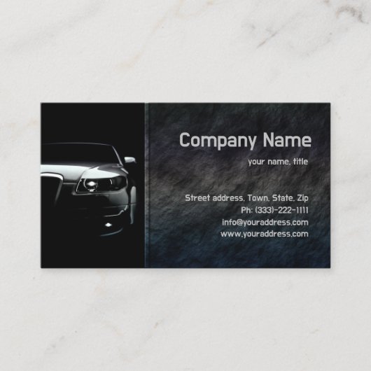 Zwart stenen auto voorzijde Visitekaartje (Voorkant)