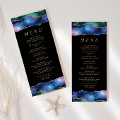 Zwart & sterren Blue Gold Calligraphy WeddenMenu Menu