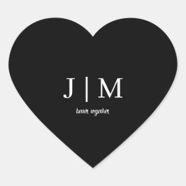 Zwart sticker voor trouwgunst met monogram