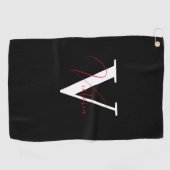 Zwart stijlvol chic custom monogram golfhanddoek (Horizontaal)