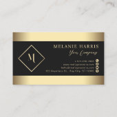 Zwart Stijlvol Goud Lijst Modern Visitekaartje (Achterkant)