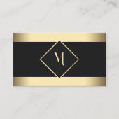 Zwart Stijlvol Goud Lijst Modern Visitekaartje (Voorkant)