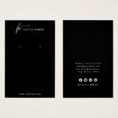 Zwart Stijlvol Manuscript Monogram Modern Earing Visitekaartje (Voorkant /achterkant)