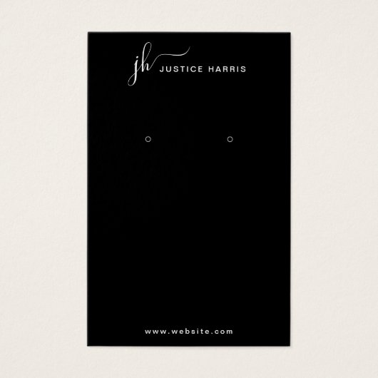 Zwart Stijlvol Manuscript Monogram Modern Earing Visitekaartje (Voorkant)