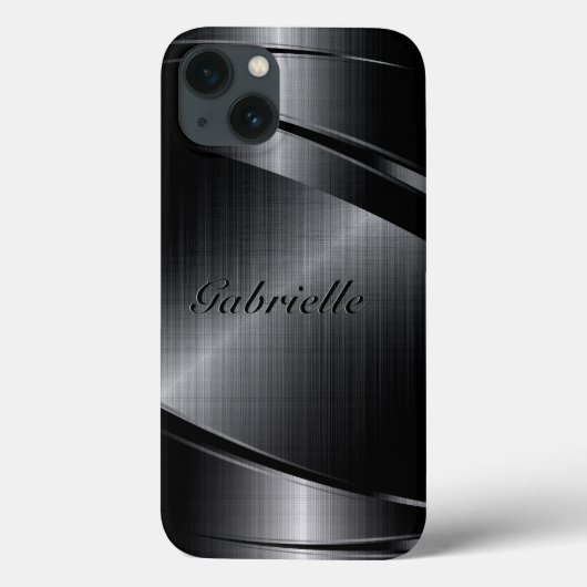 Zwart stijlvol metallisch afdrukontwerp Case-Mate iPhone case (Achterkant)