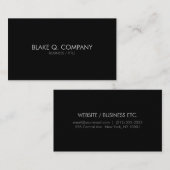 Zwart stijlvol minimaal professioneel Visitekaartj Visitekaartje (Voorkant / Achterkant)
