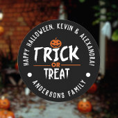Zwart stijlvolle halloween "Trick or treat" afdruk Ronde Sticker