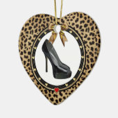 Zwart Stiletto Cheetah Gepersonaliseerd Ornament v (Links)
