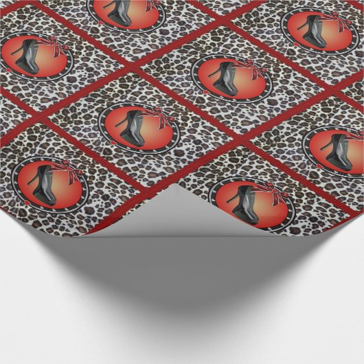 Zwart Stiletto Leopard Print Wrapping Papier (Hoek)