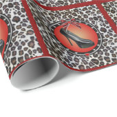 Zwart Stiletto Leopard Print Wrapping Papier (Rol Hoek)