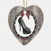 Zwart Stiletto Snakeskin aangepast Ornament hart (Links)