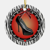 Zwart Stiletto Zebra Print Ornament (Voorkant)